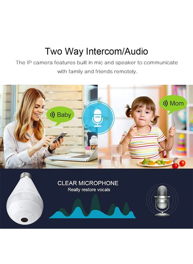 TECHNOVIEW Renewed - Fisheye 360 Degree Smart WiFi Wireless Light Bulb Security Camera Spy Hidden Panoramic Security Bulb Camera Indoor (Bulb Camera HD) - Image 3